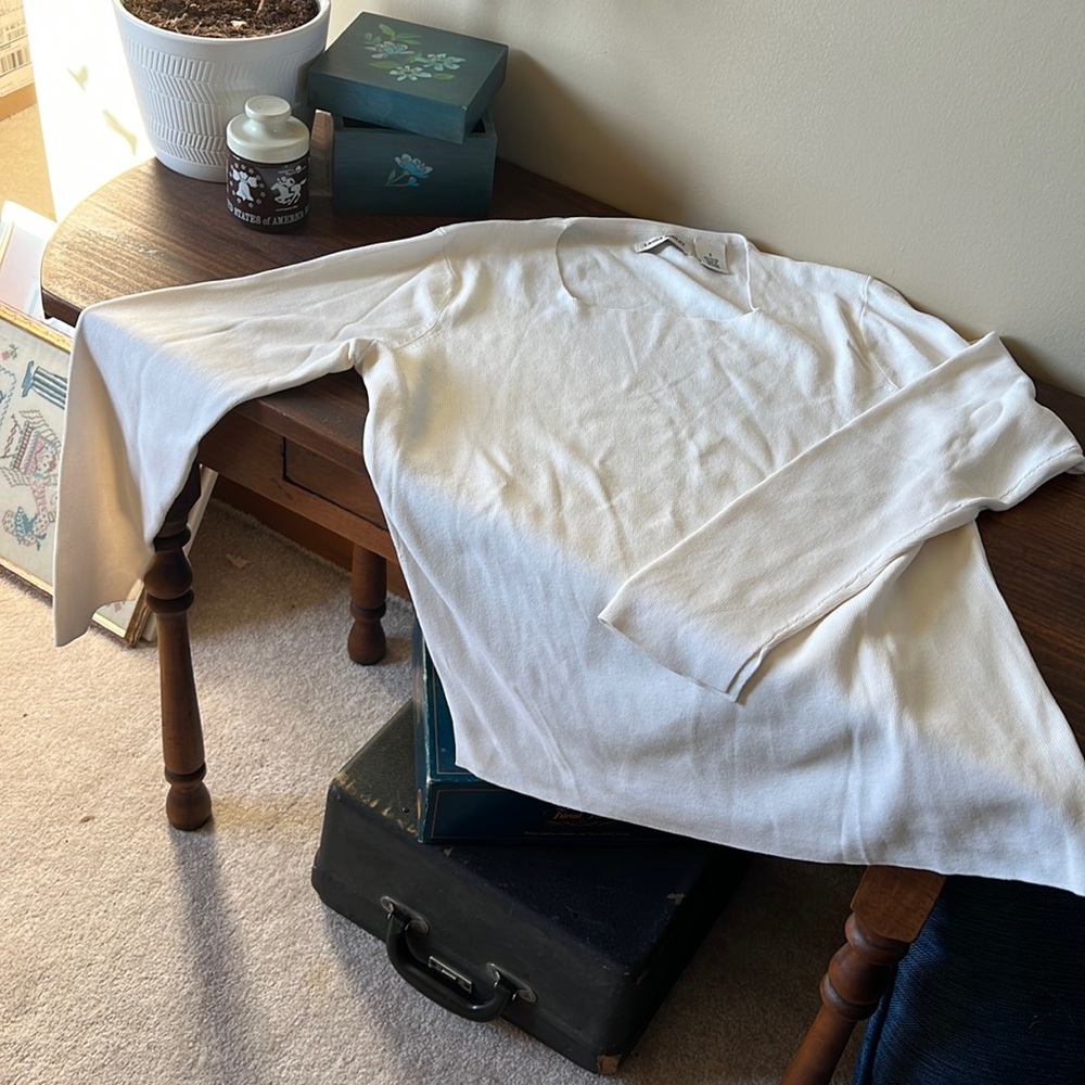 Laura Ashley white top with square collar